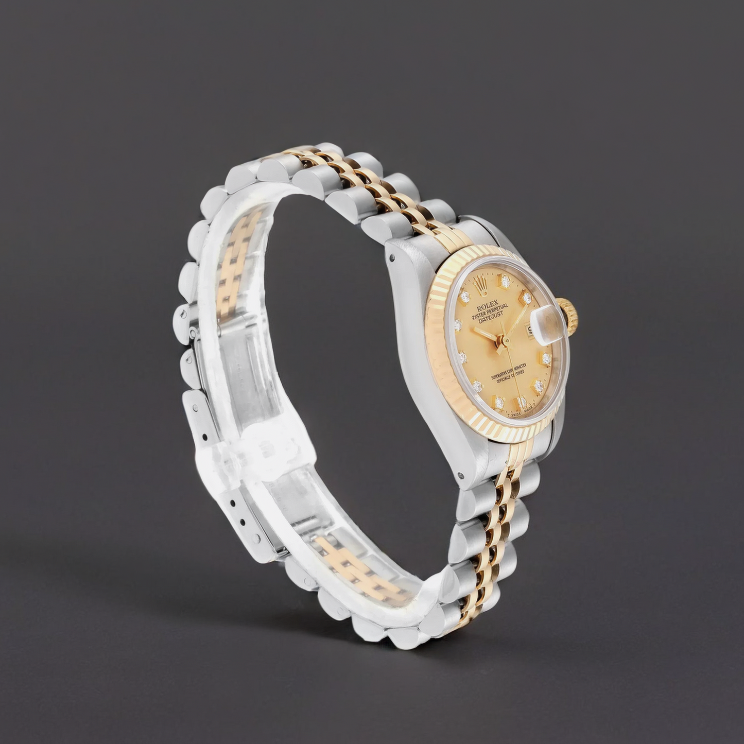 Rolex Datejust 26mm Steel Yellow Gold Diamond Dial Ladies Watch