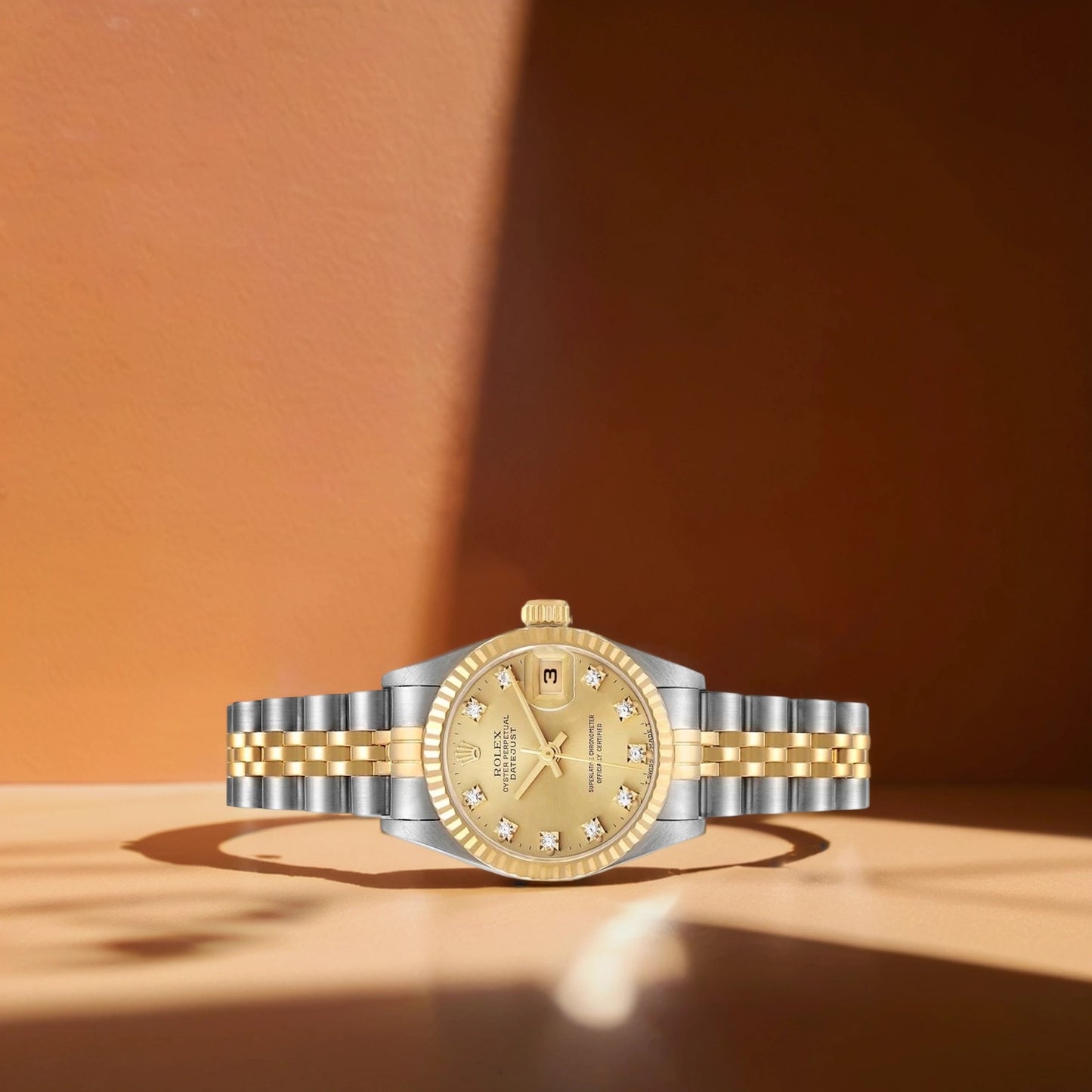 Rolex Datejust 26mm Steel Yellow Gold Diamond Dial Ladies Watch