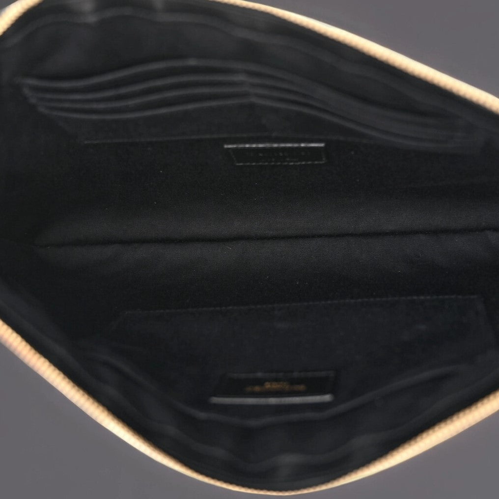 Calfskin Matelasse Chevron Monogram Document Holder Black