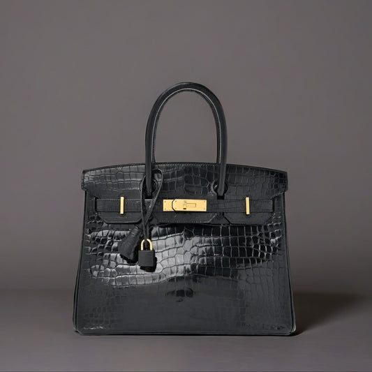 Hermes Birkin 30 Porosus Crocodile Black