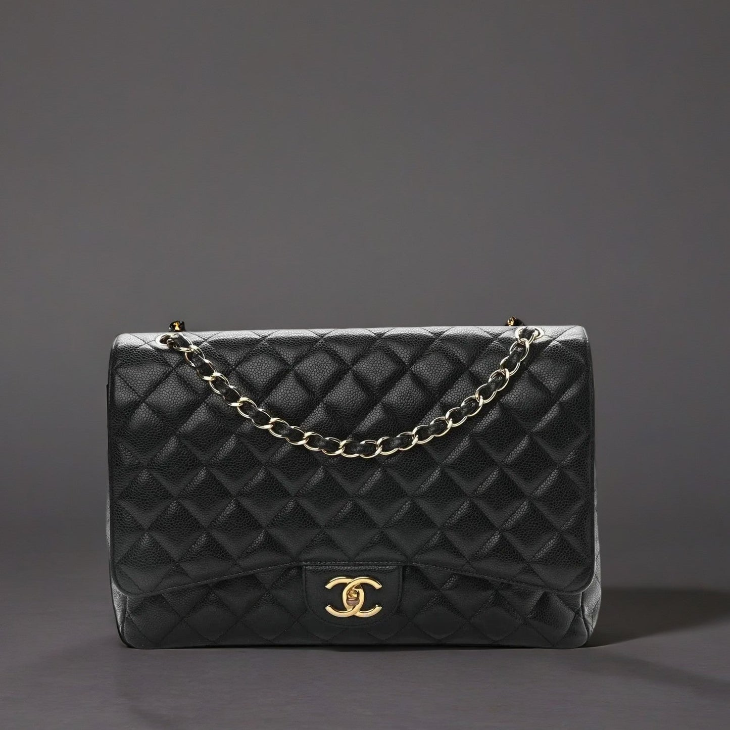 Caviar Quilted Maxi Double Flap Black