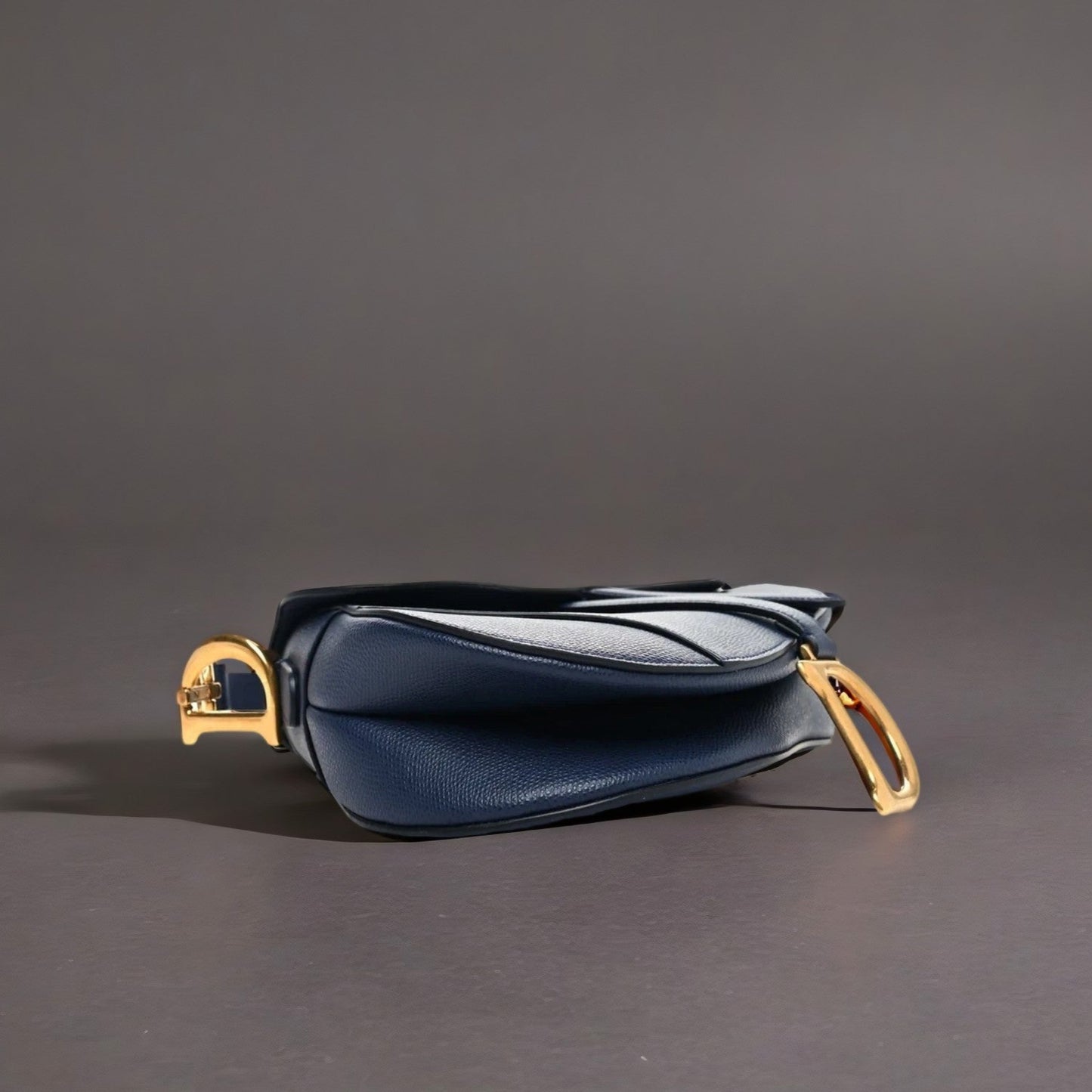 Grained Calfskin Saddle Bag Navy