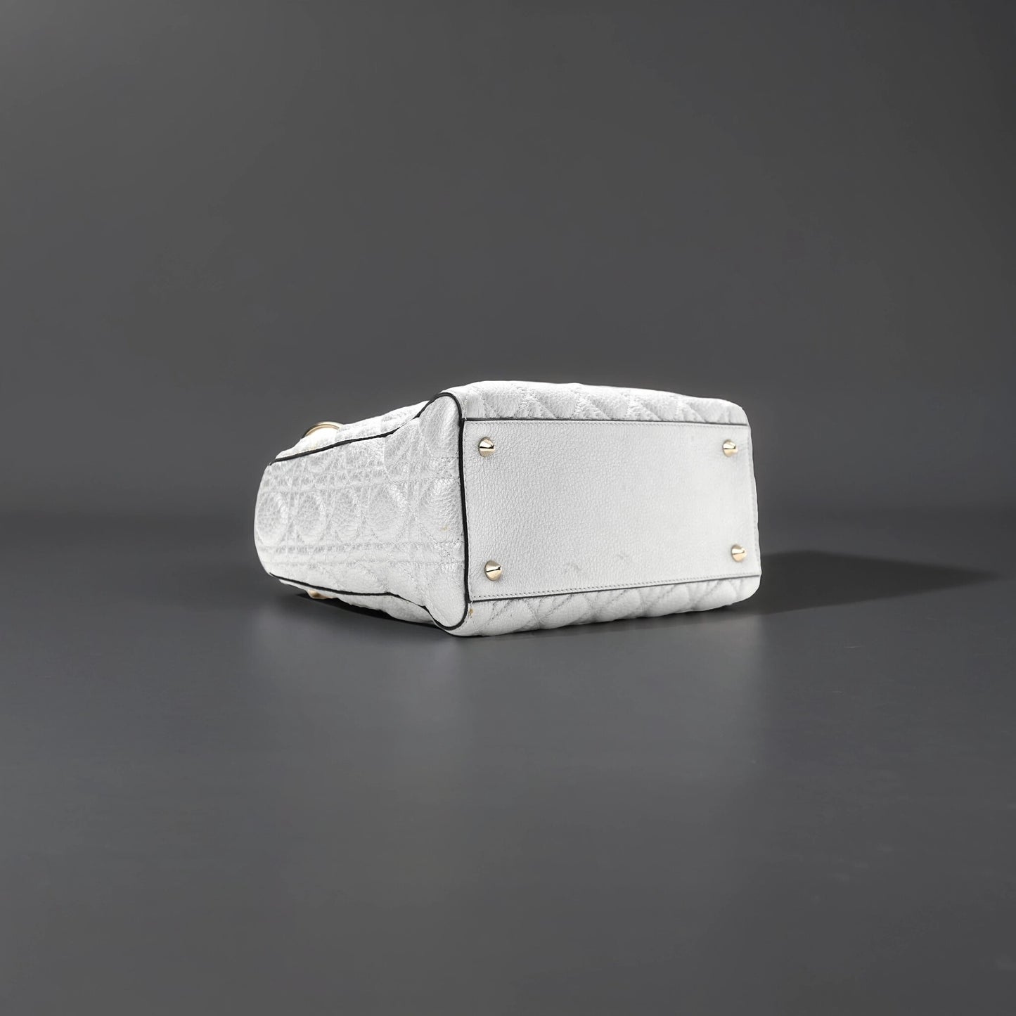 Metallic Grained Calfskin Cannage Medium Supple Lady Dior Silver