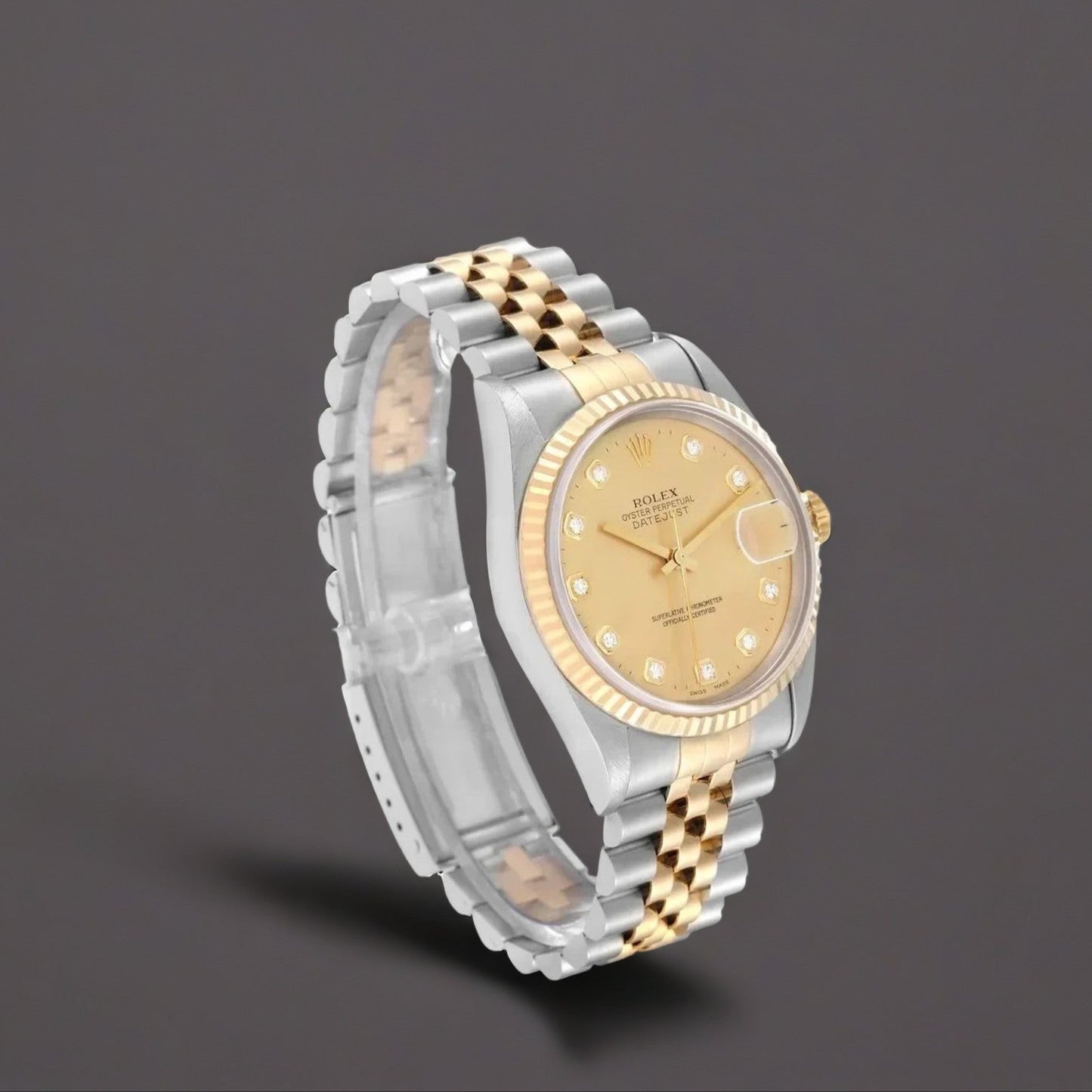 Rolex Datejust 36mm Champagne Diamond Dial Steel Yellow Gold