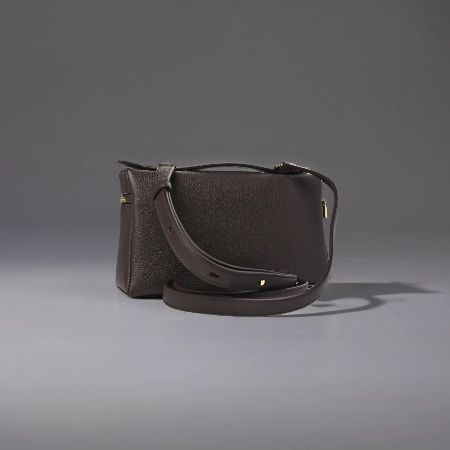 Loro Piana Grained Calfskin L19 Extra Pocket Pouch Dark Chocolate Liquorice