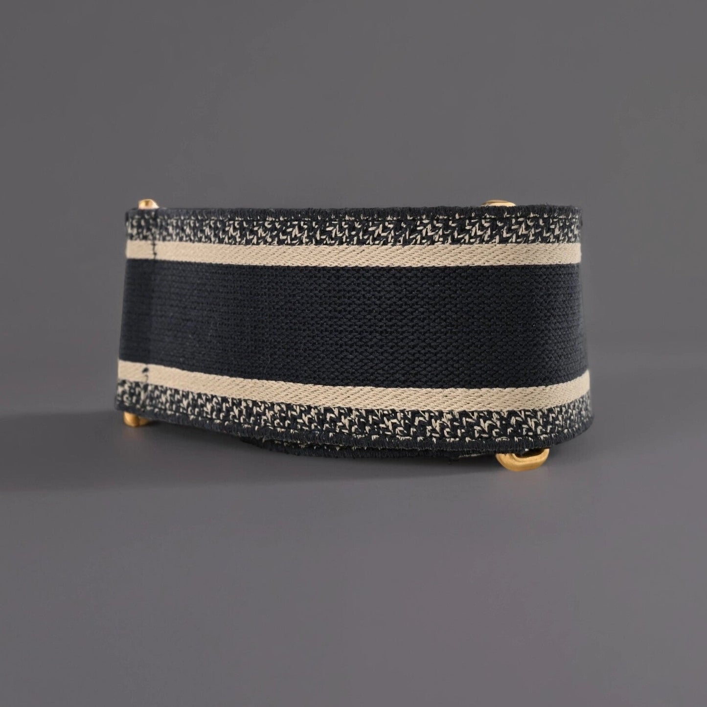 Canvas Embroidered Shoulder Strap Black