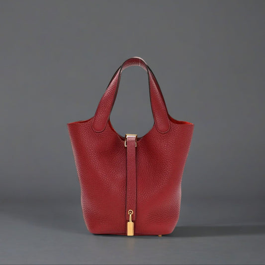 Taurillon Clemence Picotin Lock 18 PM Rouge Grenat