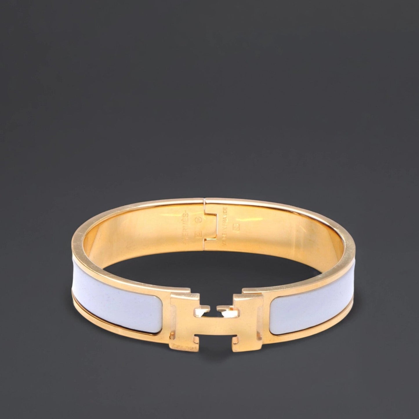 Enamel Narrow Clic Clac H Bracelet GM White