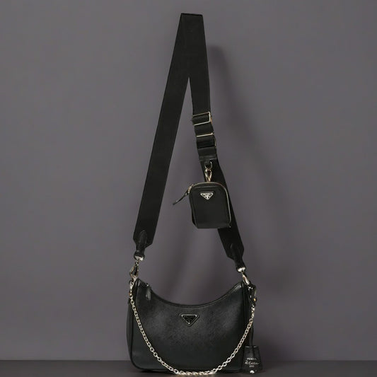 Saffiano Lux Re-Edition 2005 Shoulder Bag Black