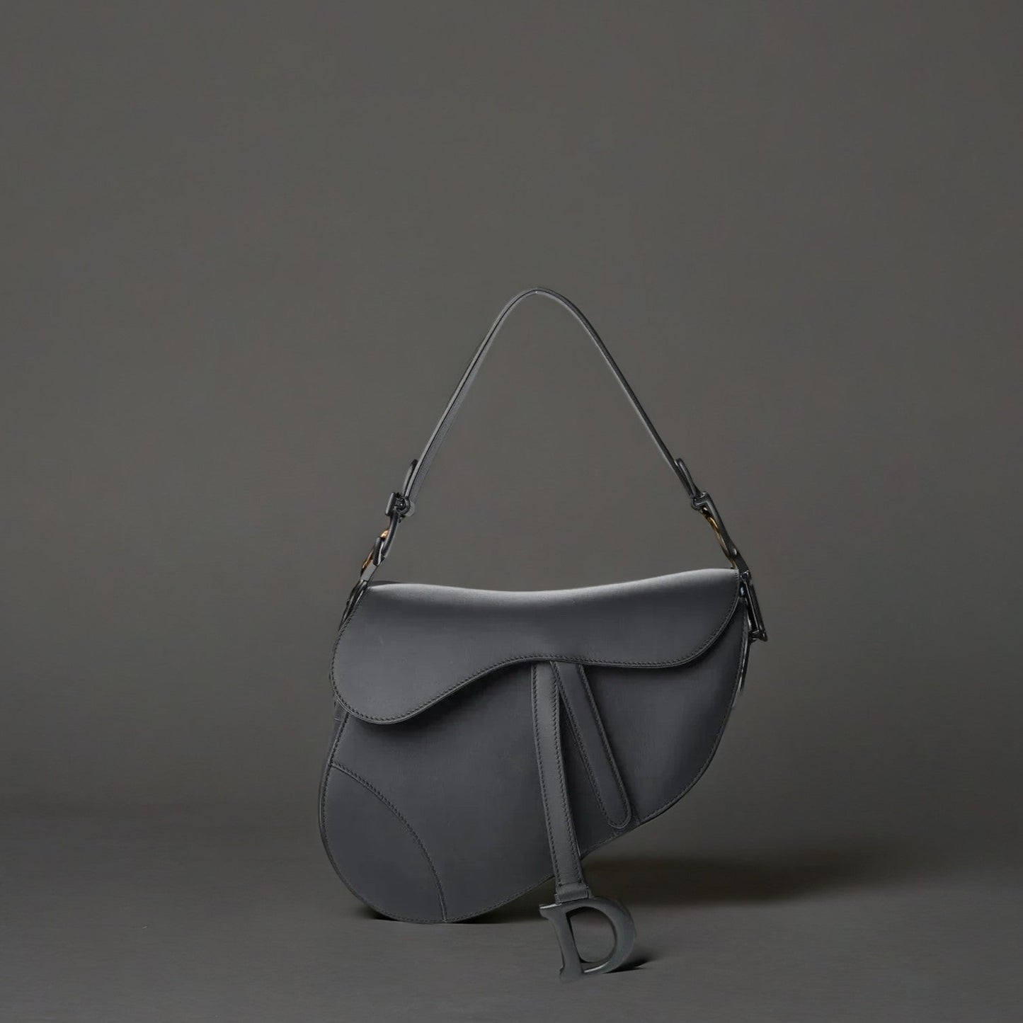 Ultra Matte Calfskin Saddle Bag Black