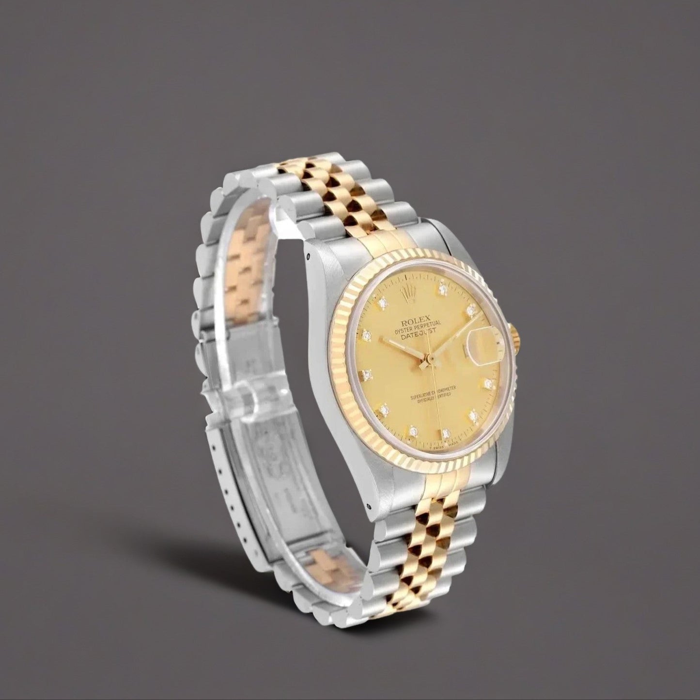 Rolex Datejust 36mm Diamond Dial Steel Yellow Gold Watch