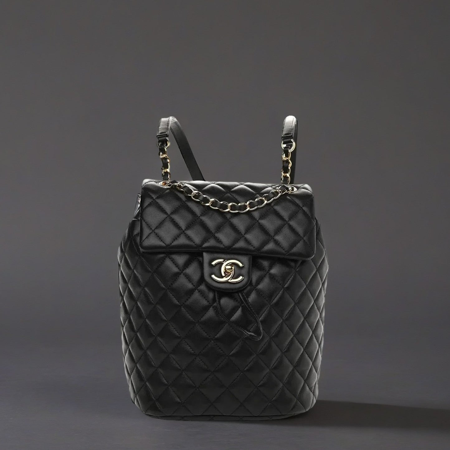 Calfskin Quilted Small Urban Spirit Backpack Black