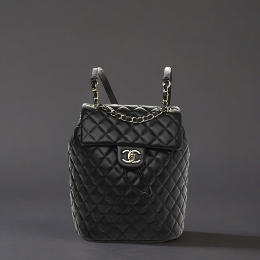 Calfskin Quilted Small Urban Spirit Backpack Black