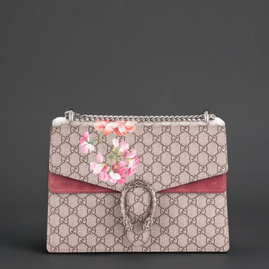 GG Supreme Monogram Blooms Print Medium Dionysus Shoulder Bag Antique Rose