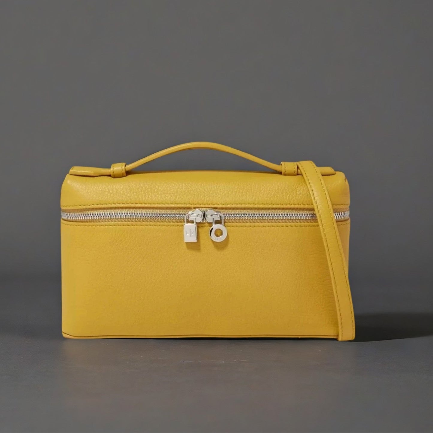 LORO PIANA Grained Calfskin L19 Extra Pocket Pouch Yellow