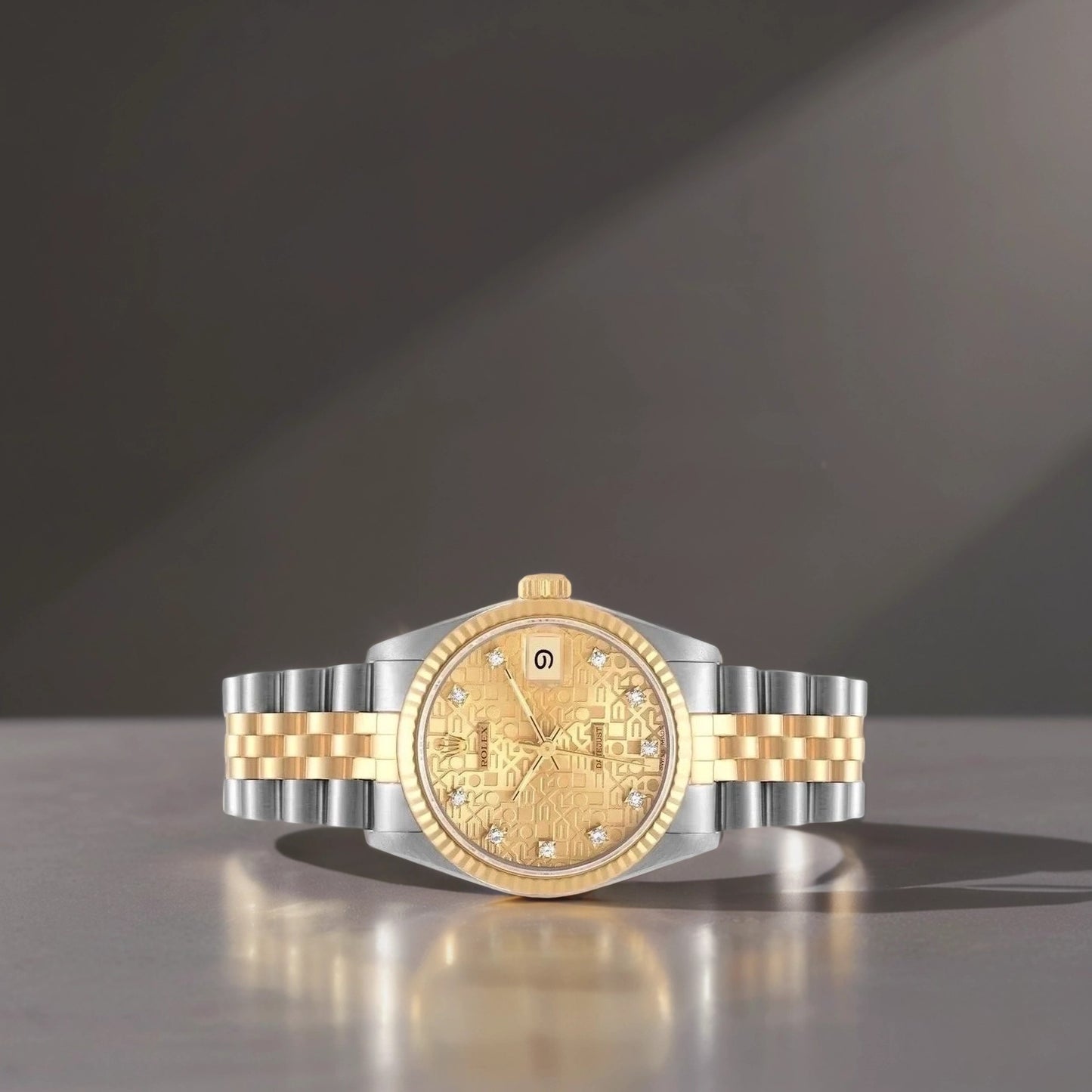Rolex Datejust 31mm Midsize Steel Yellow Gold Diamond Dial Watch