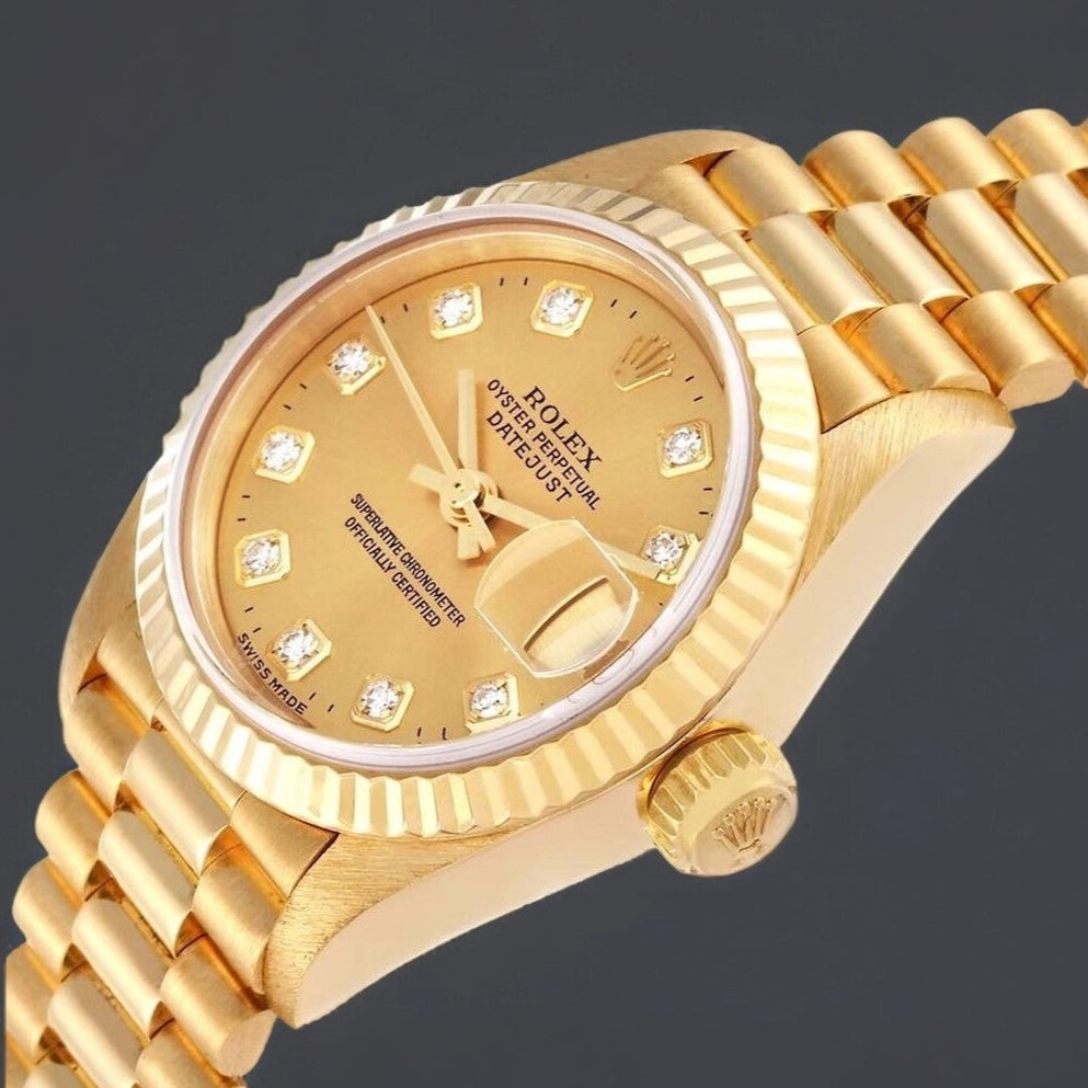 Rolex President 26mm Yellow Gold Diamond Dial Watch
