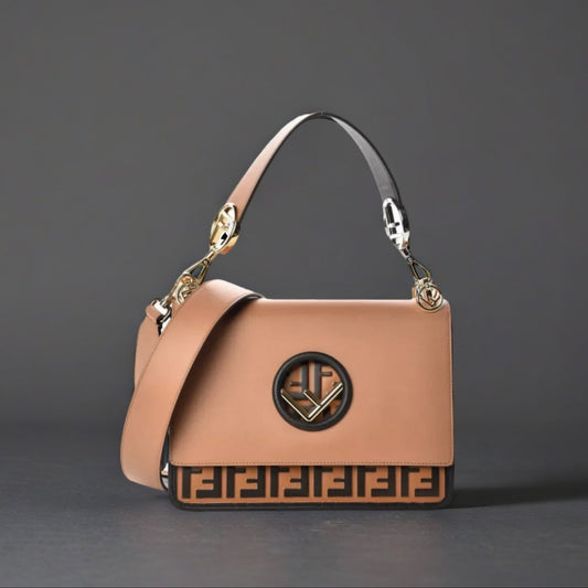 Vitello Century F is Fendi FF Embossed Kan I Shoulder Bag Orzo Tobacco