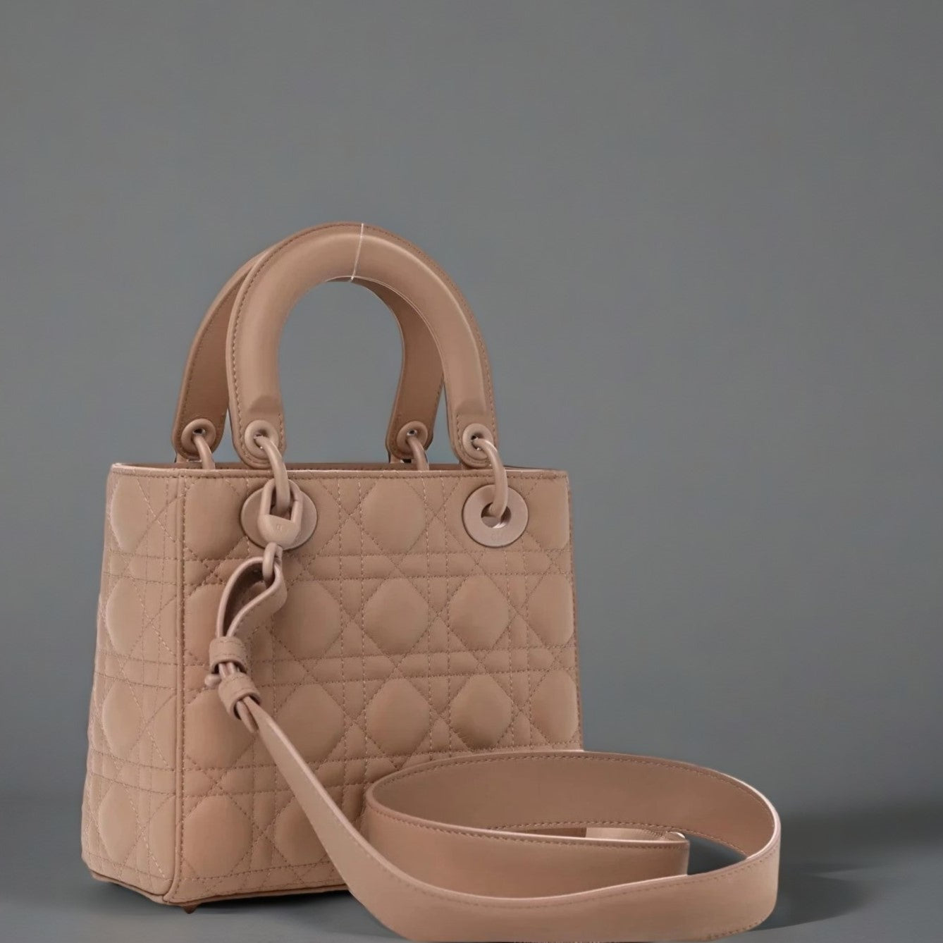 Ultra Matte Calfskin Cannage Small Lady Dior Beige