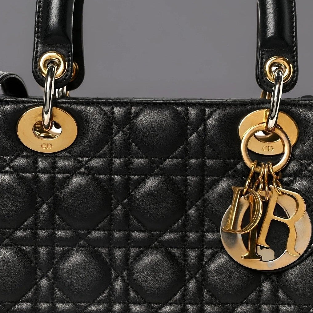 Lambskin Cannage Medium Lady Dior Black