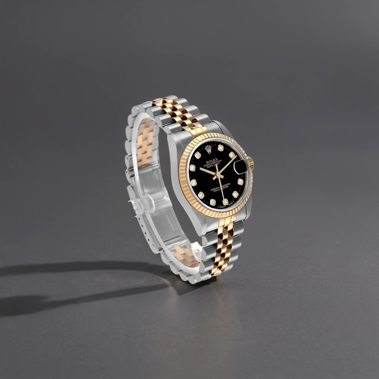 Rolex Datejust 31mm Midsize Diamond Steel Yellow Gold Black
