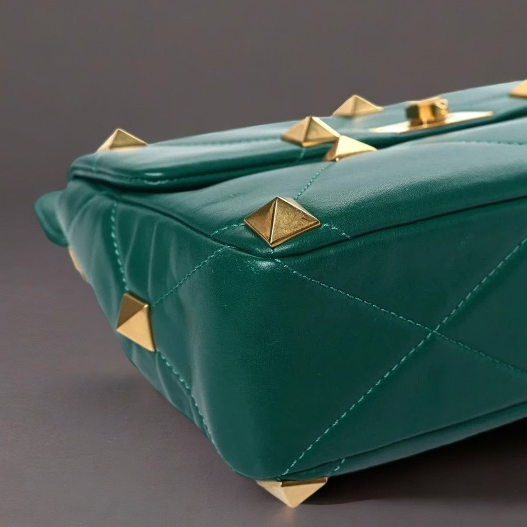 Nappa Large Roman Stud Shoulder Bag Jungle