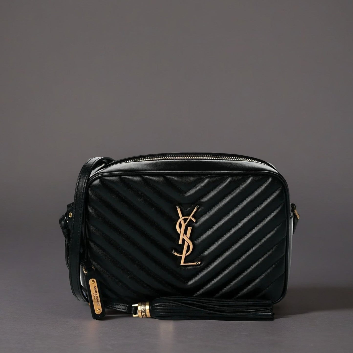 Calfskin Matelasse Monogram Lou Camera Bag Black