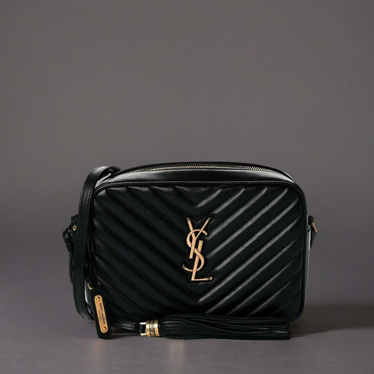 Calfskin Matelasse Monogram Lou Camera Bag Black