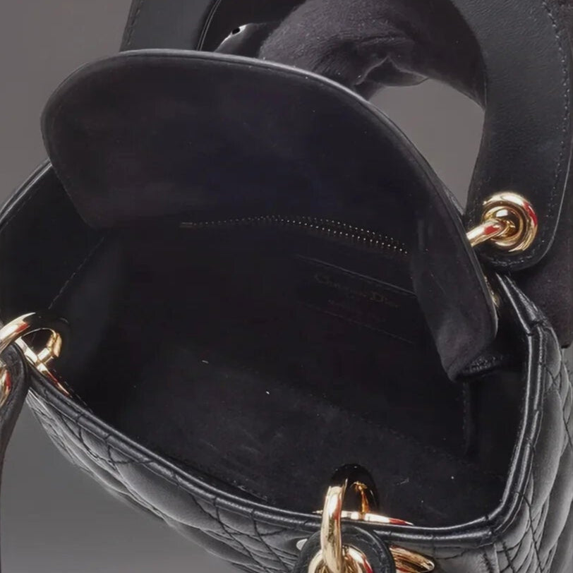 Lambskin Cannage Mini Lady Dior Black