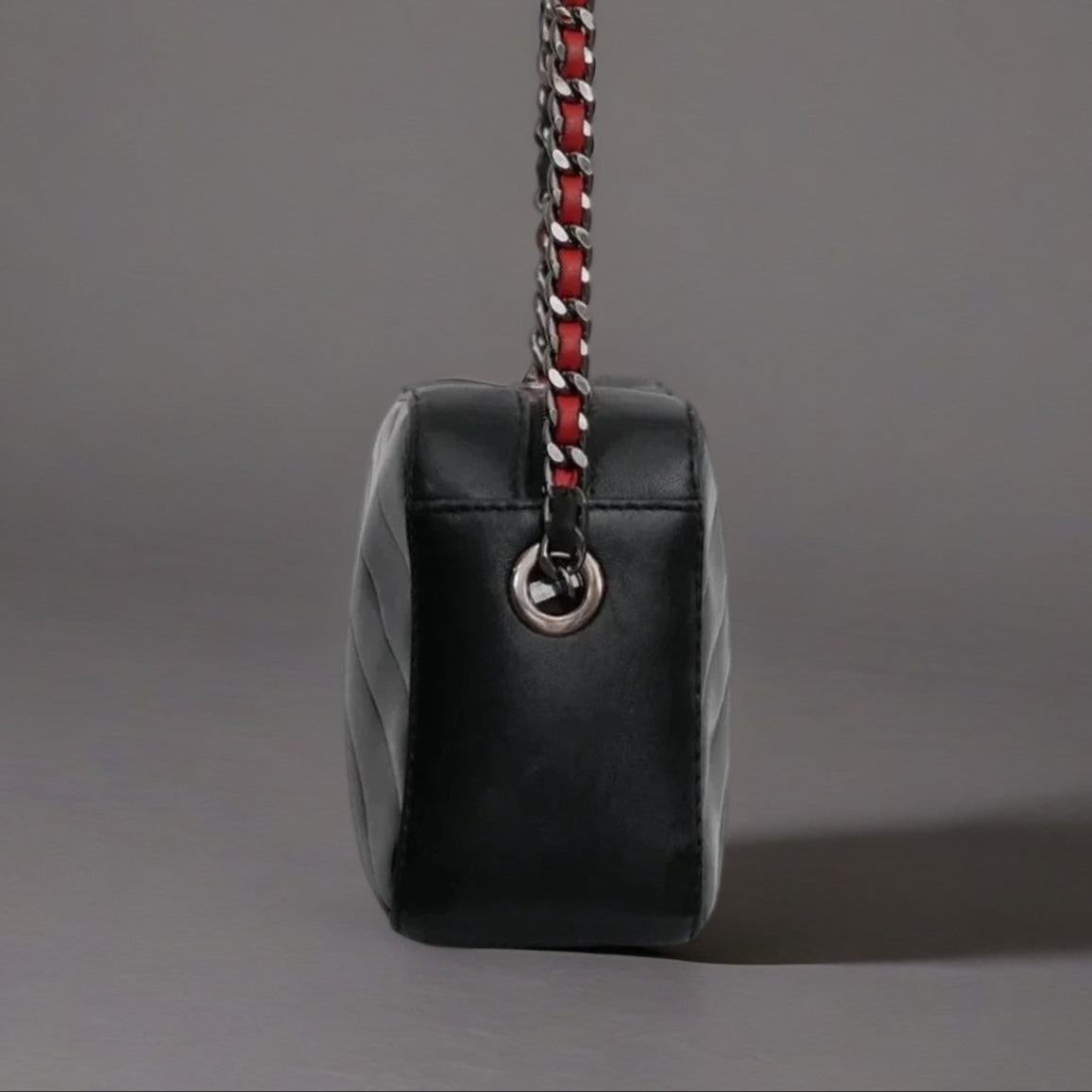 Patent Quilted Tassel Camera Case Black