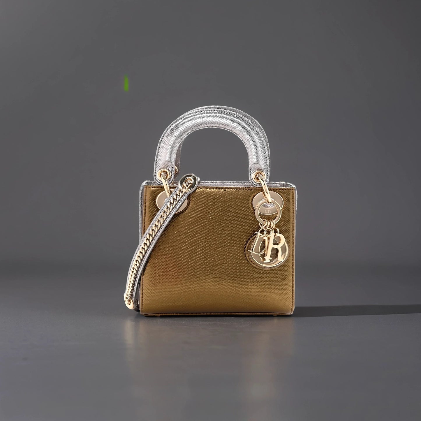 Metallic Karung Mini Lady Dior Gold Multicolor