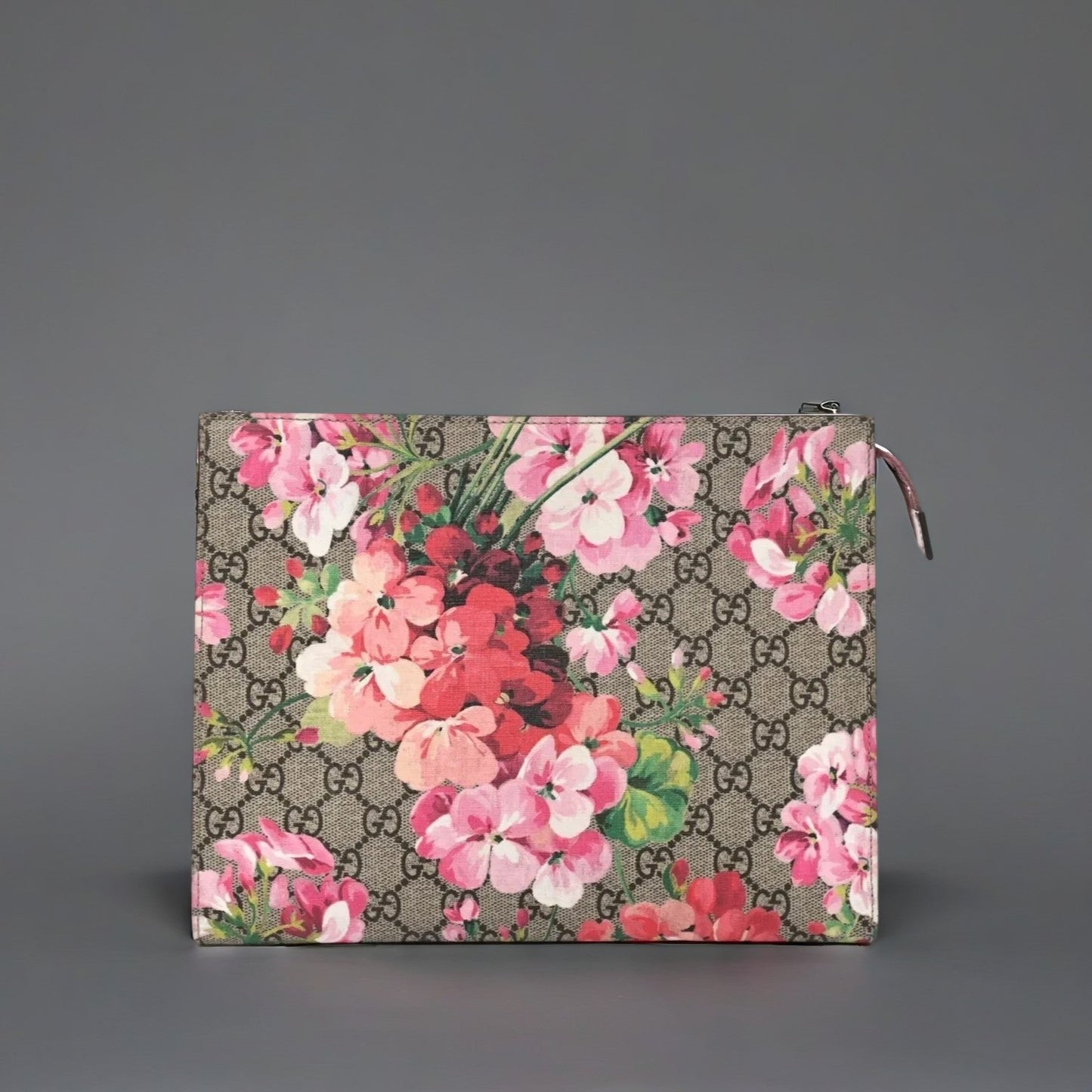 GG Supreme Monogram Blooms Large Cosmetic Case Beige Multicolor Dry Rose