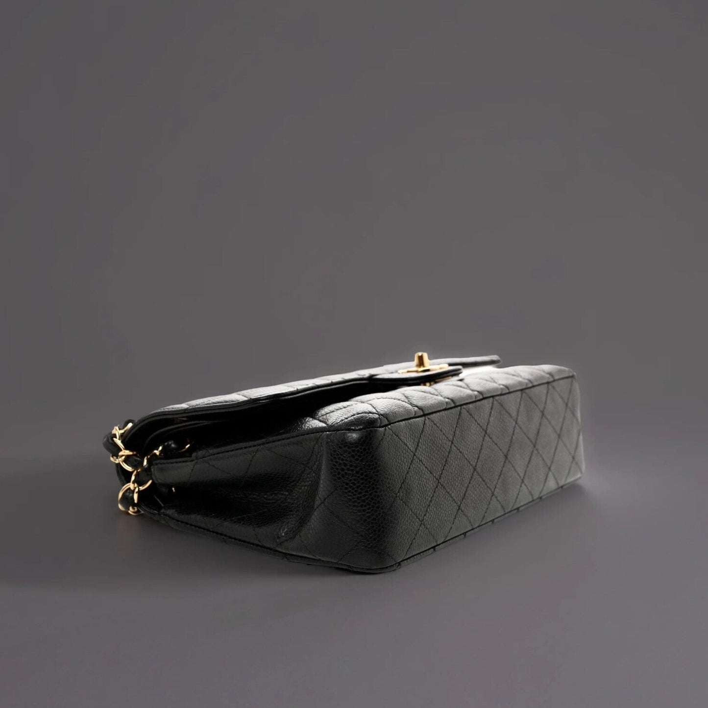 Caviar Quilted Medium Double Flap Black