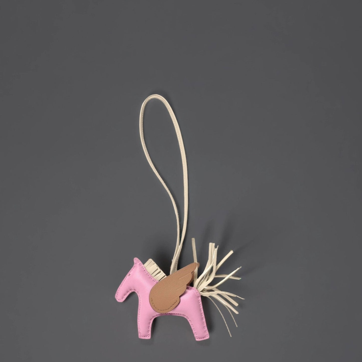 Milo Lambskin Grigri Rodeo Pegase Horse Bag Charm PM Mauve Sylvestre Craie Chai