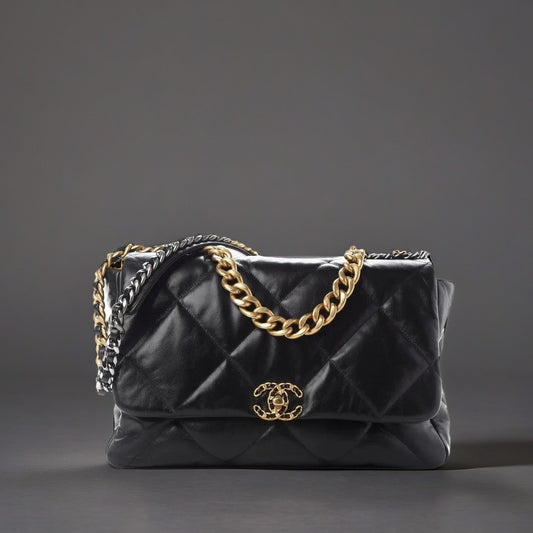Lambskin Quilted Maxi Chanel 19 Flap Black