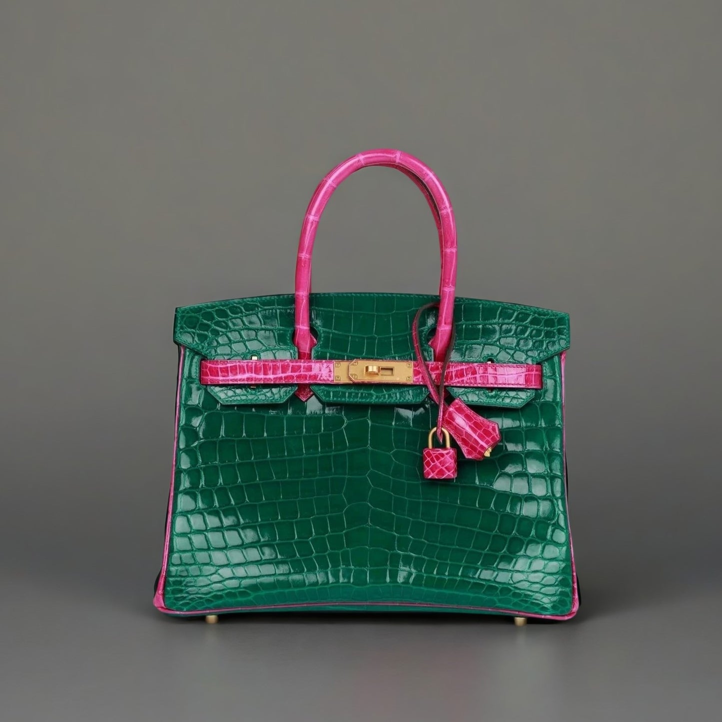 Birkin 30 Niloticus Crocodile Hermès Emerald Rose Scheherazade