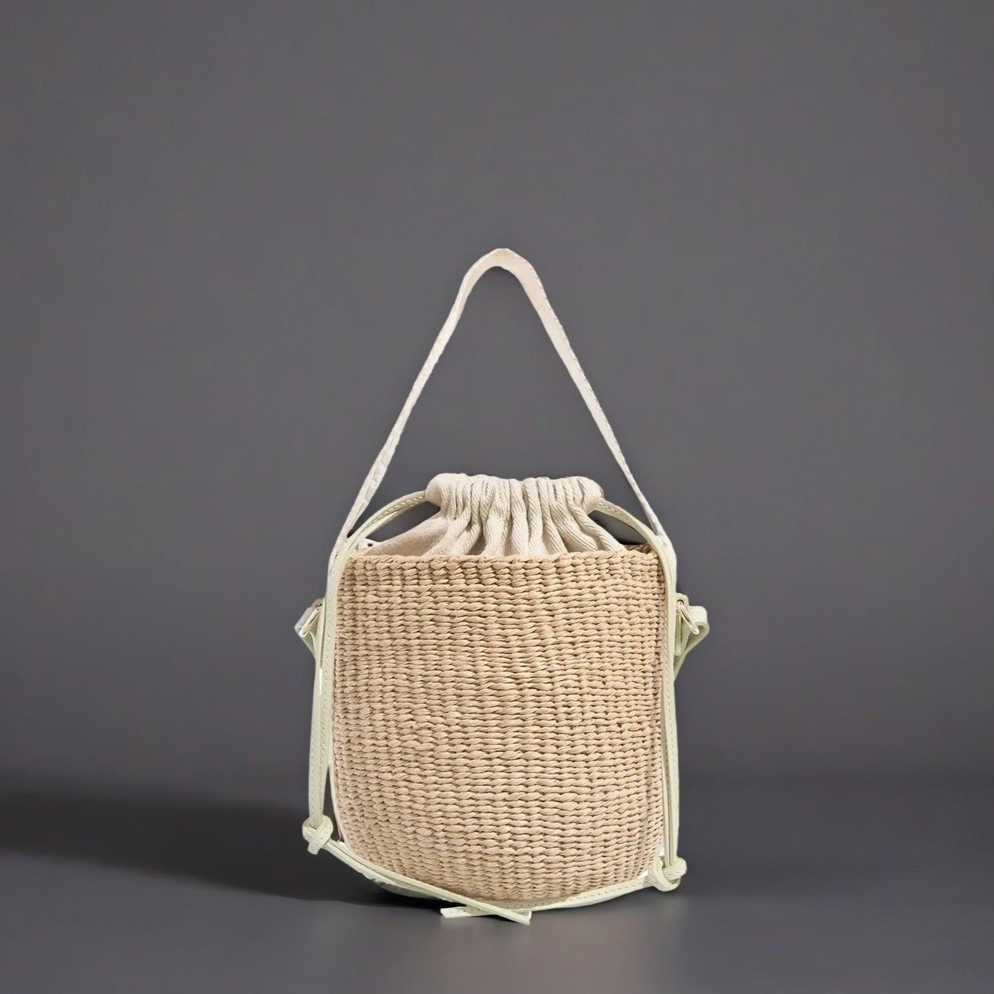 Small Woody Basket Bag Light Eucalyptus