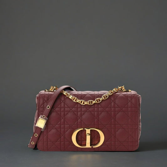 Calfskin Cannage Medium Caro Bag Brick Red