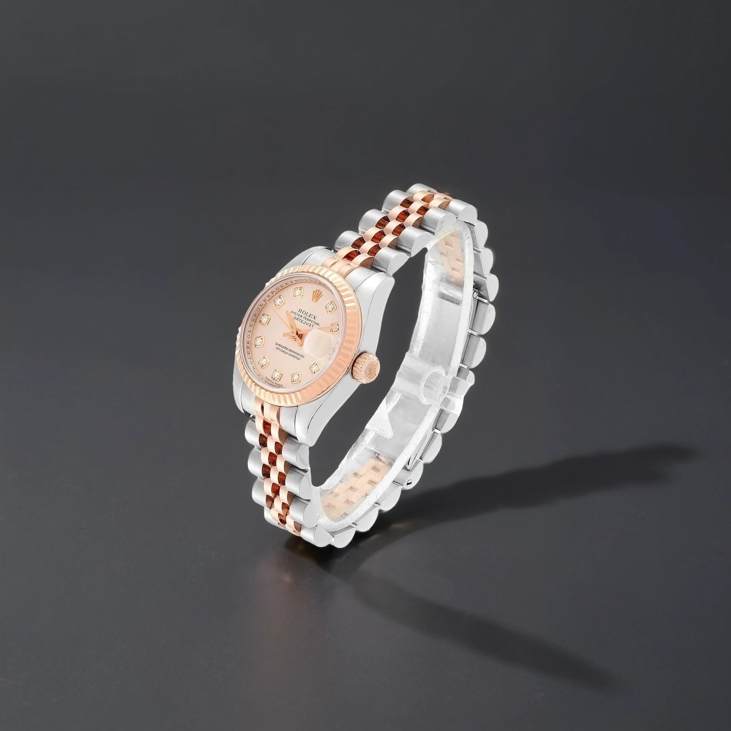 Rolex Datejust 26mm Steel Rose Gold Diamond Dial Ladies Watch