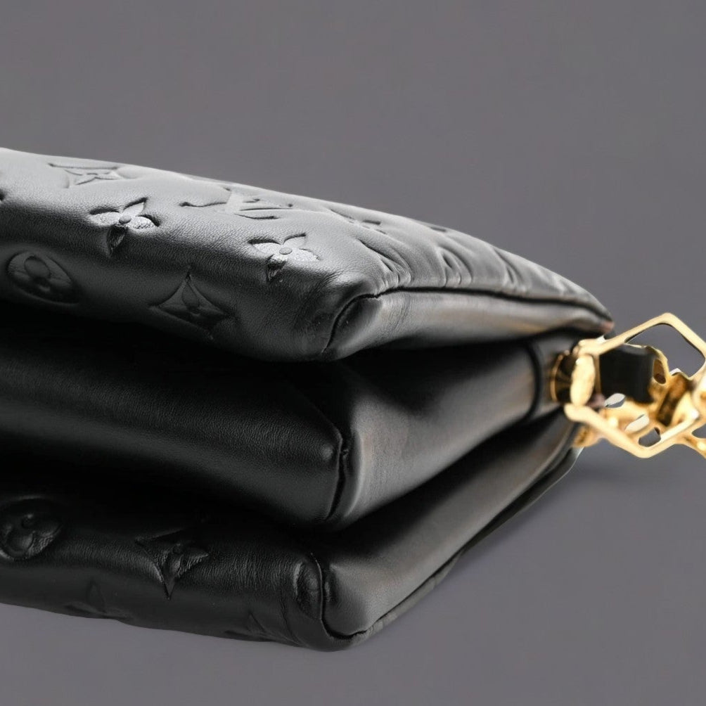 Lambskin Embossed Monogram Coussin PM Black