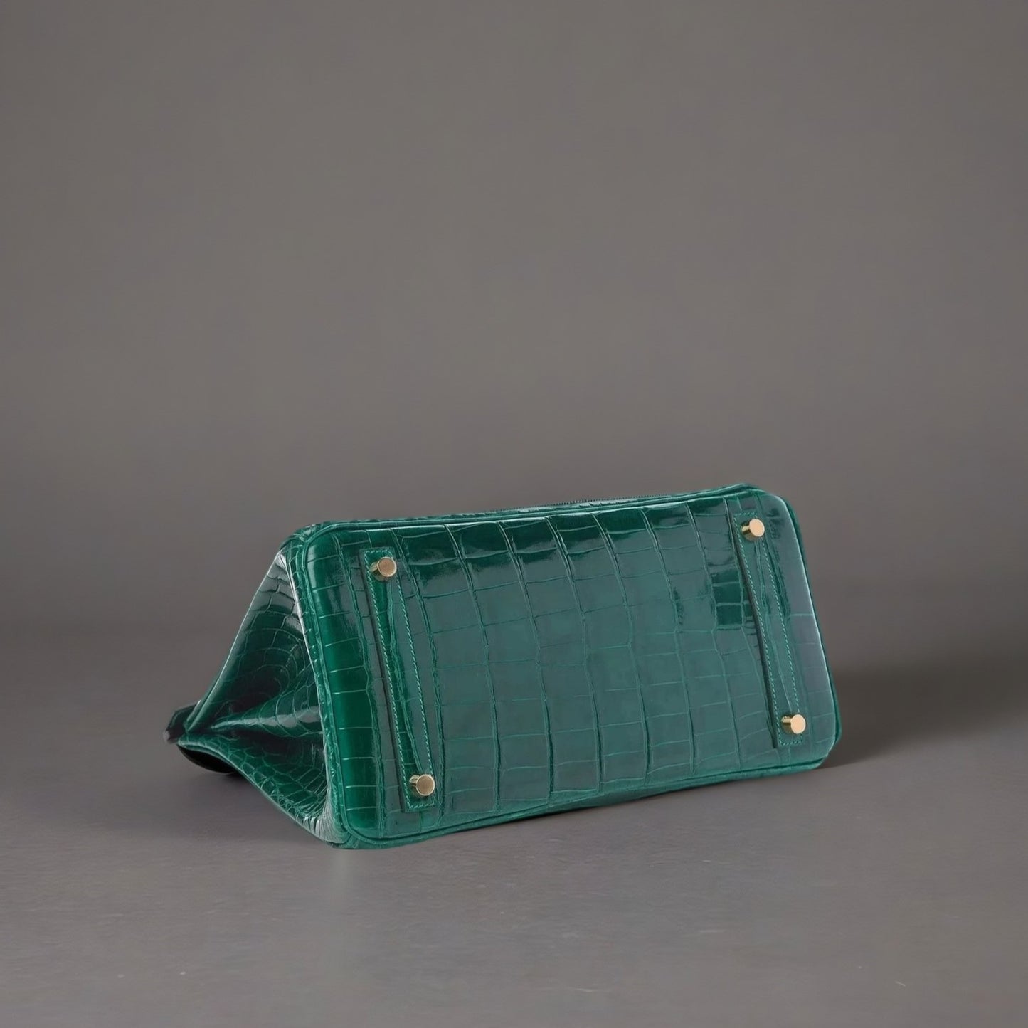 Shiny Niloticus Crocodile Horseshoe Birkin 30 Vert Emeraude Black