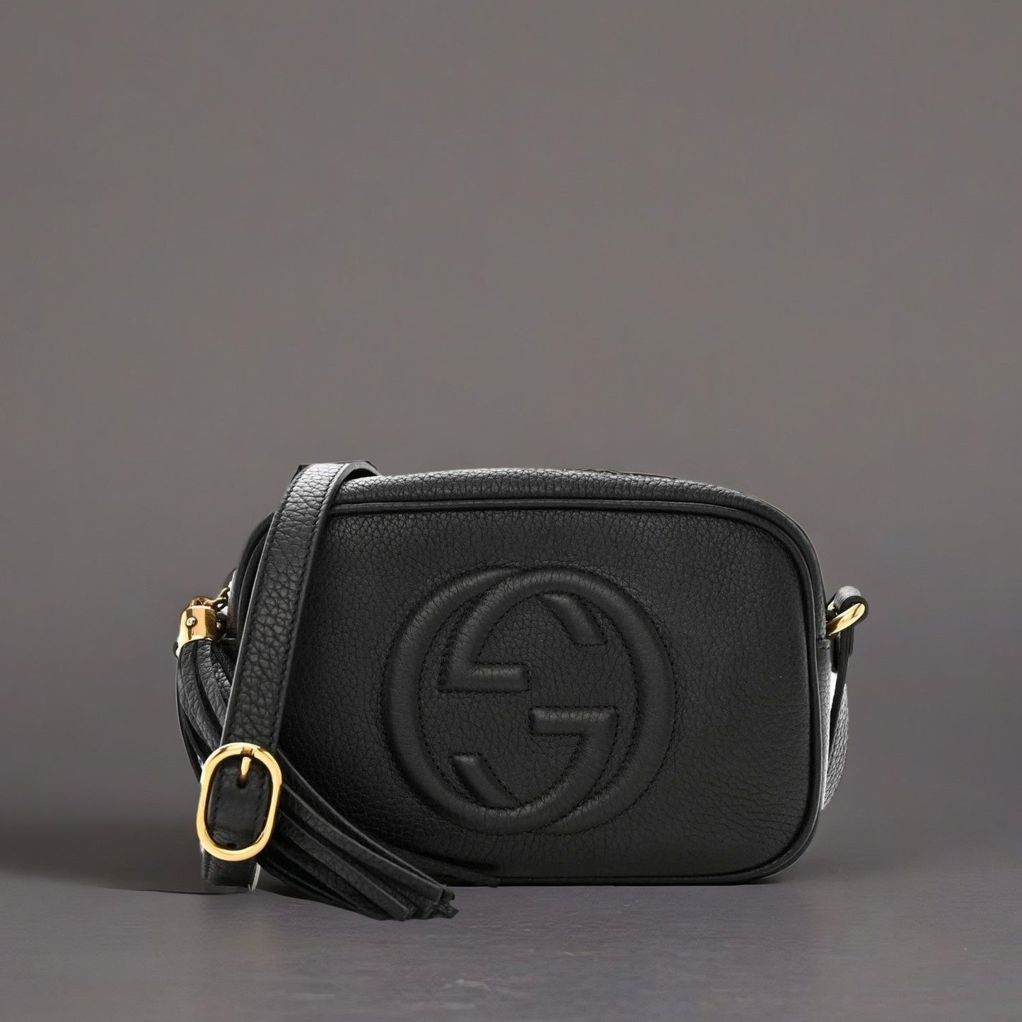 Pebbled Calfskin Mini Soho Disco Bag Black