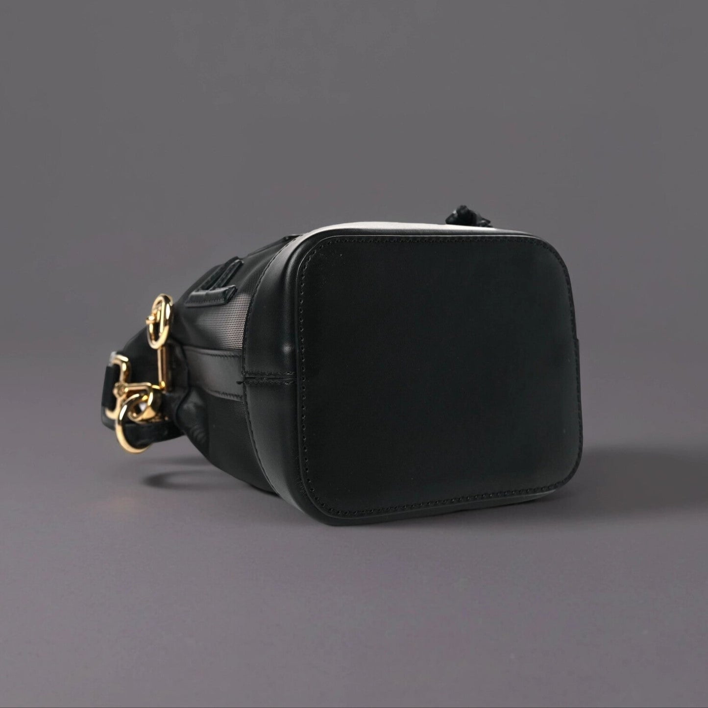 Mesh Vitello King F is Fendi Logo Embroidered Mini Mon Tresor Bucket Bag Black