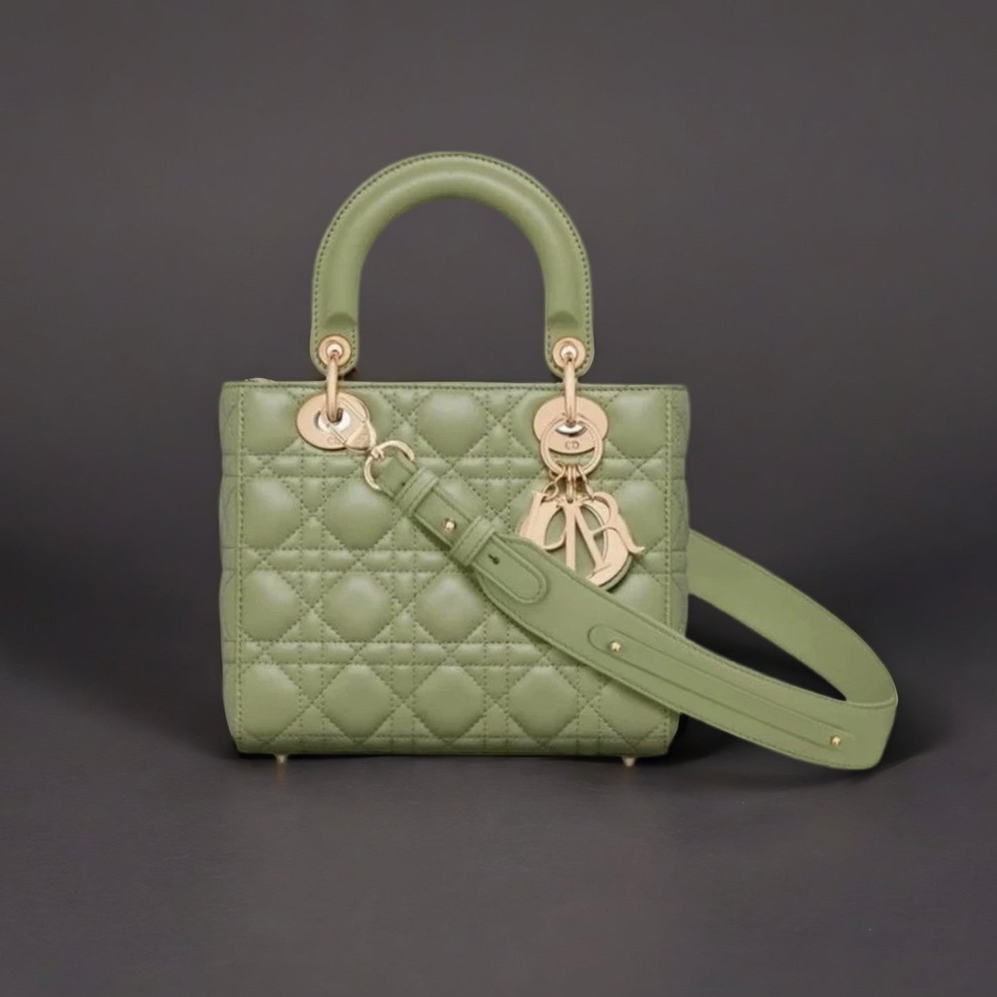 Lambskin Cannage Small My ABCDior Lady Dior Pastel Peyote Green