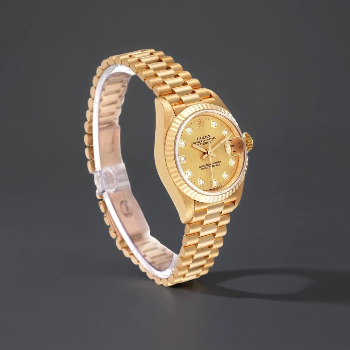 Rolex President 26mm Yellow Gold Diamond Dial Watch