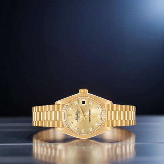 Rolex President 26mm Yellow Gold Diamond Dial Watch