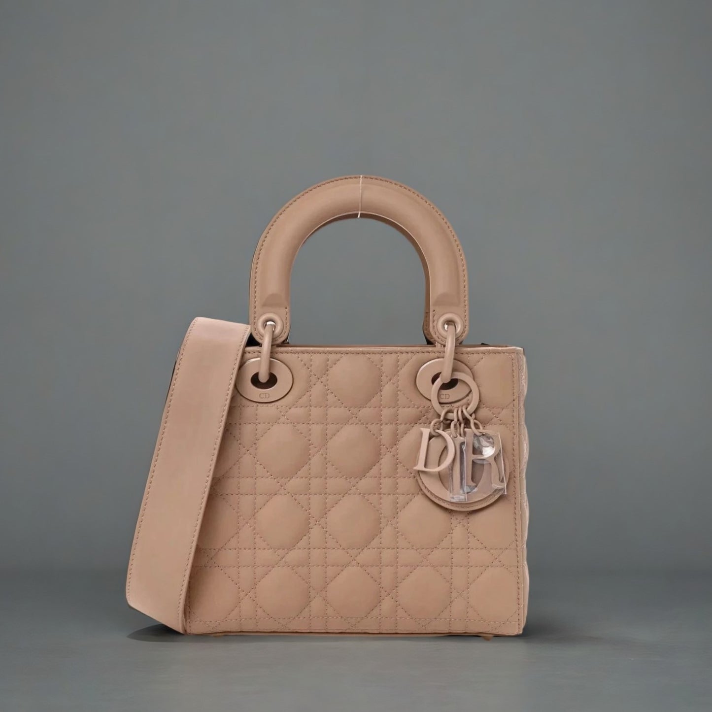 Ultra Matte Calfskin Cannage Small Lady Dior Beige