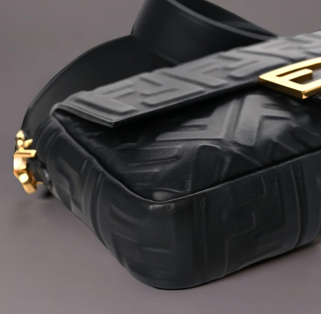 Nappa FF 1974 Embossed Baguette Black