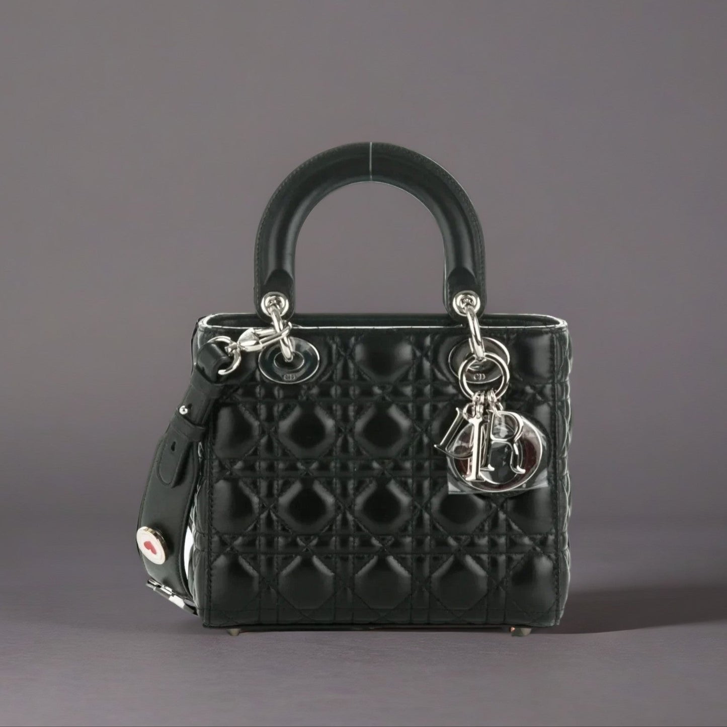 Lambskin Cannage Small Lucky Badges My Lady Dior Black