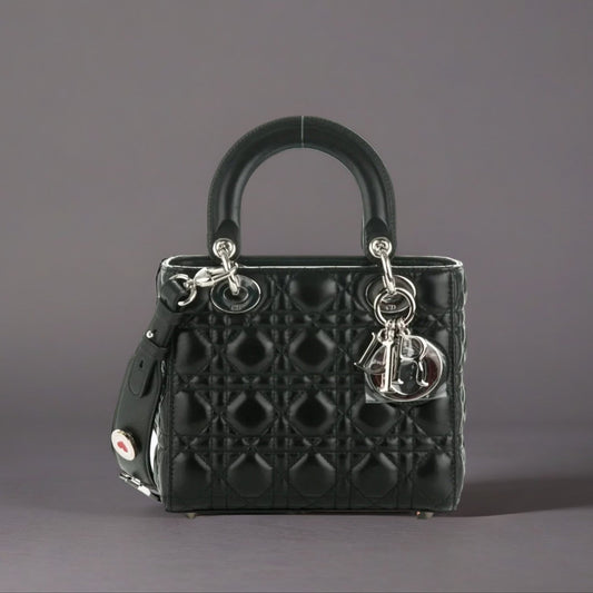 Lambskin Cannage Small Lucky Badges My Lady Dior Black